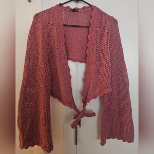 Torrid Pink Tie-Front Knit Sweater